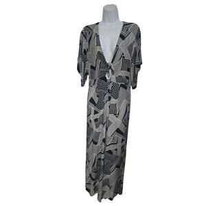 Ava Sky Navy and White Geometric Print Jumpsuit